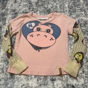 4T Gwen Stefani Harajuku Lovers Top No Doubt Long Sleeve Shirt Hippopotamus Pink